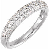 14K Gold Triple-Row Pavé Diamond Wedding Band (Yellow or White)